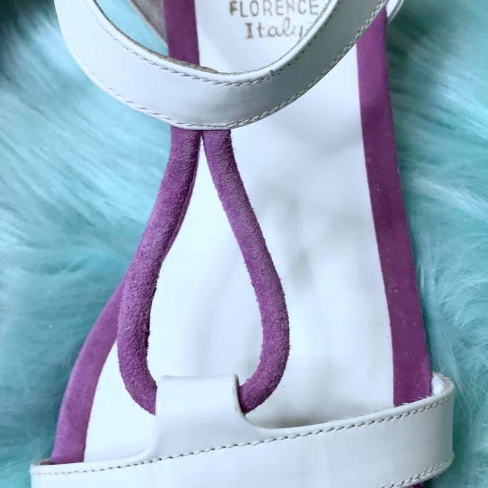 Amalfi By Rangoni 70s SUEDE LEATHER Strappy Low Heel Sandals Women’s 8.5 - Picture 4 of 10